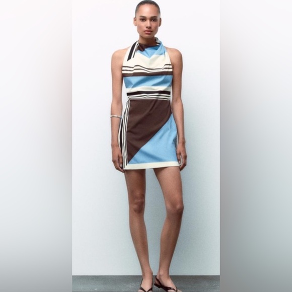NWT Zara striped Poplin dress sz M - Picture 1 of 6